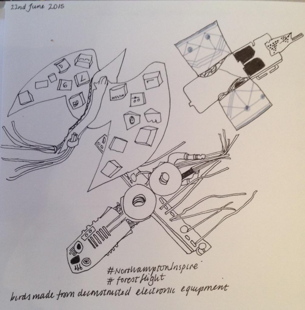JeanEd70's tweet photo. Birds made from deconstructed technology #forestflight #thedailysketch 1052 http://t.co/mvIgXA9EfX