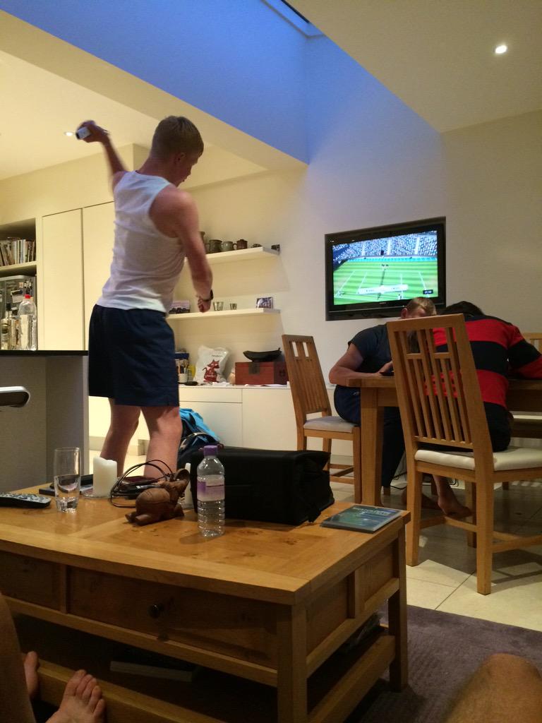 will_horrocks's tweet photo. . @GrumOrd getting #readyforhenley with an intense game of Wii tennis. @EdinburghUniBC http://t.co/dBZl7O5QyI