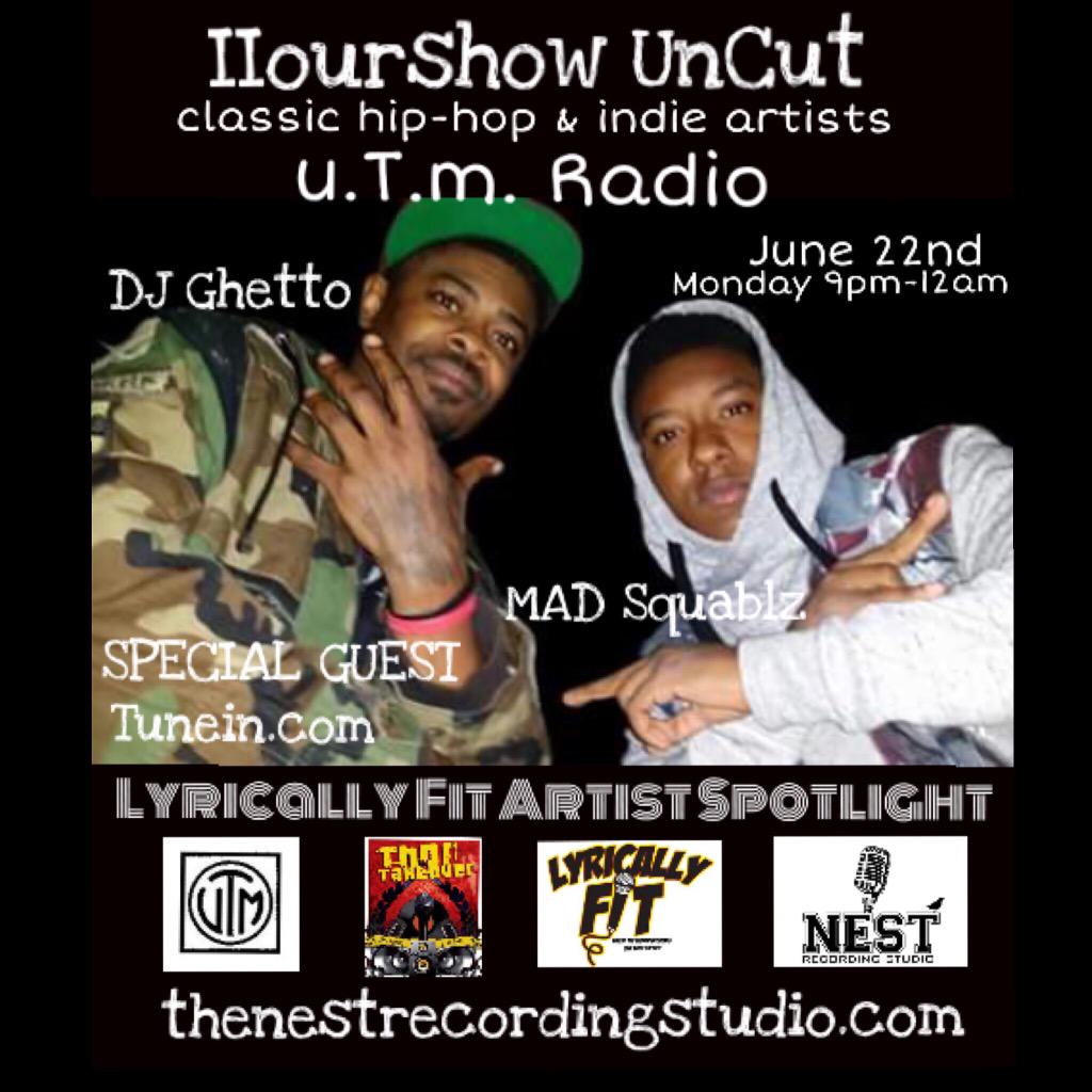 nestrecordings's tweet photo. @iiourshow UNCUT on @utmradio ⭐🎤️artist spotlight🎤⭐️ @Mad_squablz & Dj Ghetto #iiourshow #utmradio #indieradio http://t.co/yqz34hhgmX