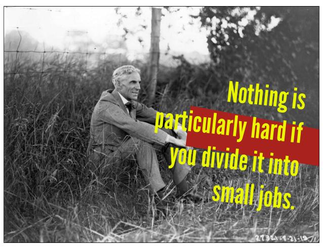altitudesocial's tweet photo. RT @shane_barker: "Nothing is particularly hard if you divide it into small jobs." -Henry Ford #quote http://t.co/wj87vYJhdP