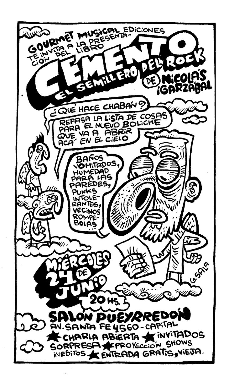 librodecemento's tweet photo. ¡Faltan 2 días! El miércoles presentamos el libro en el Salon Pueyrredón con Walas, Pil Trafa y Sergio Rotman. ROCK! http://t.co/p91xpSMZ1x