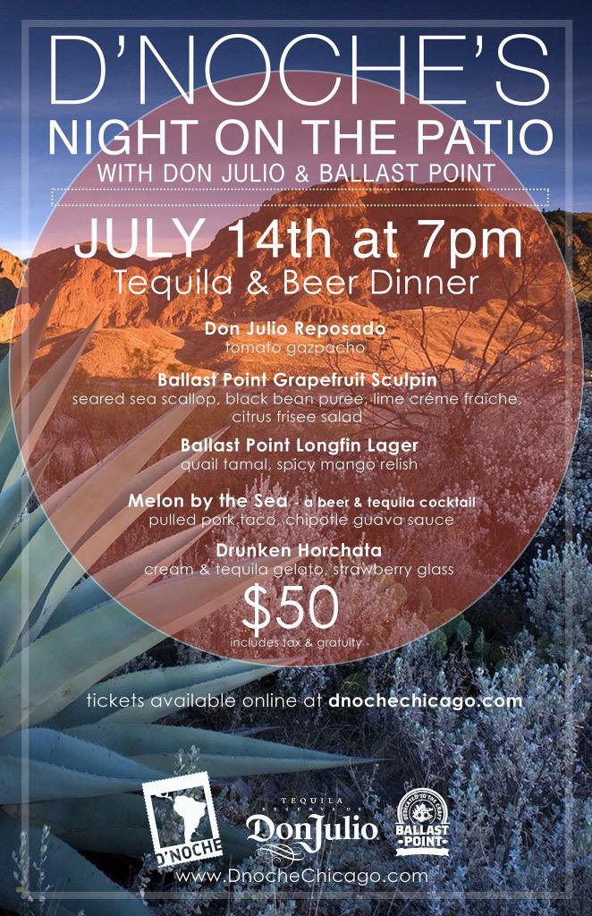 DeNocheMexicana's tweet photo. We are excited to announce our next event featuring @donjulio and @BPbrewing! #beerdinner #spiritsdinner #patio http://t.co/snr2FWReNb