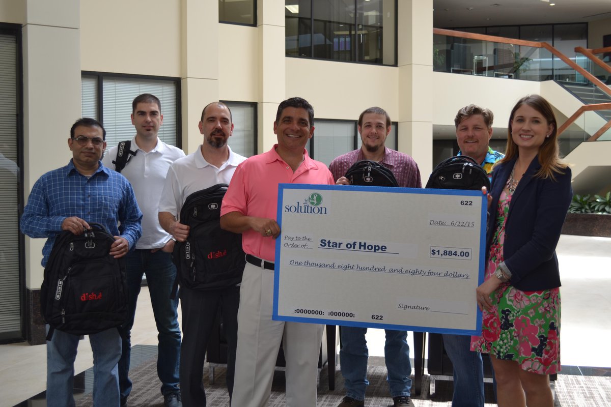 _kathrin_y's tweet photo. Thank you #TheGoSolution for the donation to @StarOfHope & @GoDISHtv for donating backpacks for back to school http://t.co/DxgawbkY2D