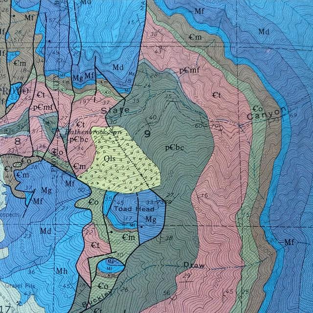 mapdragons's tweet photo. Detail from the @usgs geologic map of the Springville quad, Utah. http://t.co/K8QUnc1q7Y http://t.co/Pqi6N0hO3p