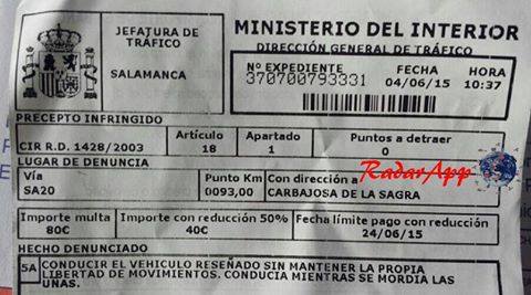 RadarAppPro's tweet image. Multa por morderse las uñas 80 euros