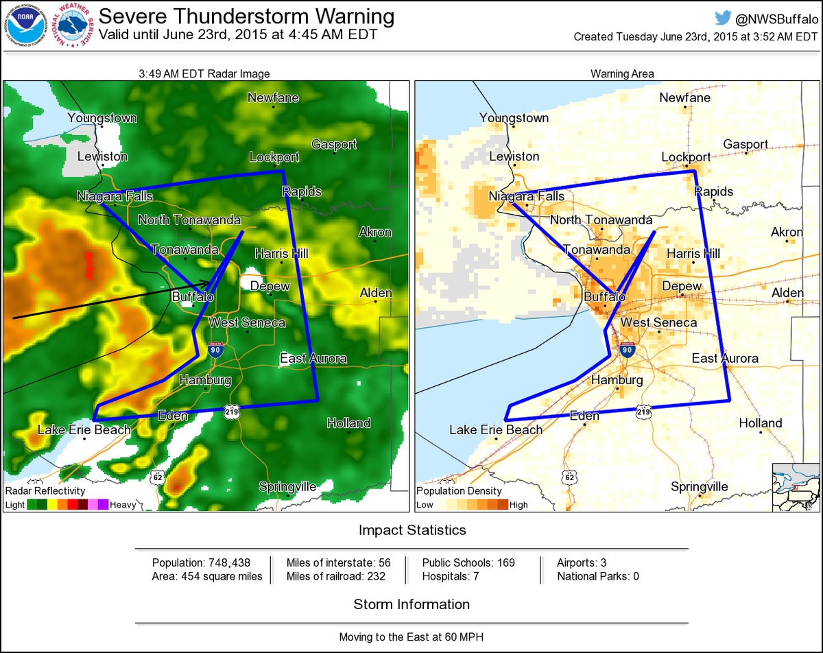 NWSSevereTstorm's tweet image. Severe Thunderstorm Warning including Cheektowaga NY, Tonawanda NY, Niagara Falls NY until 4:45 AM EDT