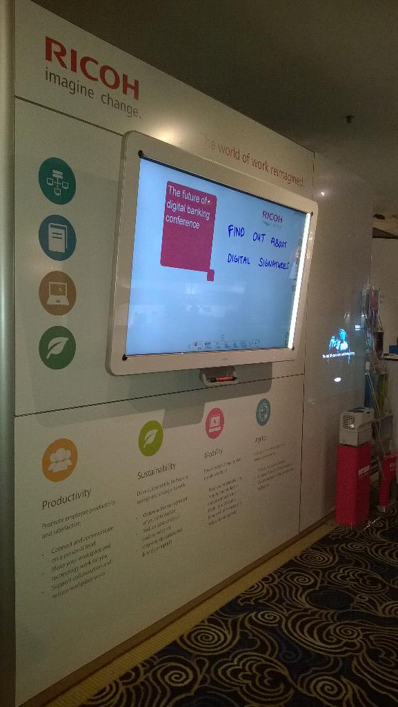 SamStrachan's tweet image. Ricoh stand at the Future of Digital Banking conference #digibanking15 @RicohUK #wowr #Ricoh
