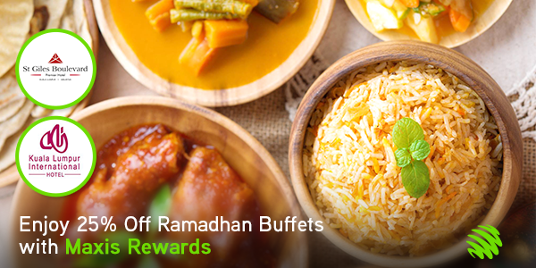 Maxis's tweet photo. Enjoy 25% OFF #Ramadhan Buffets &amp; break fast w/ yr loved ones w/ #MaxisRewards. More info: http://t.co/sdmwCut1Uw http://t.co/RGV1N5Wkrx