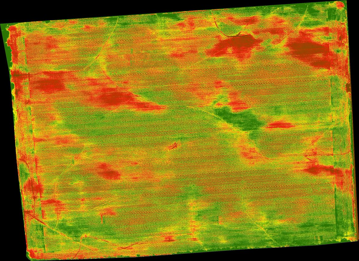 #NDVI detects variable #corn growth due to poor #drainage. empireagimagery.com/wp-content/upl…