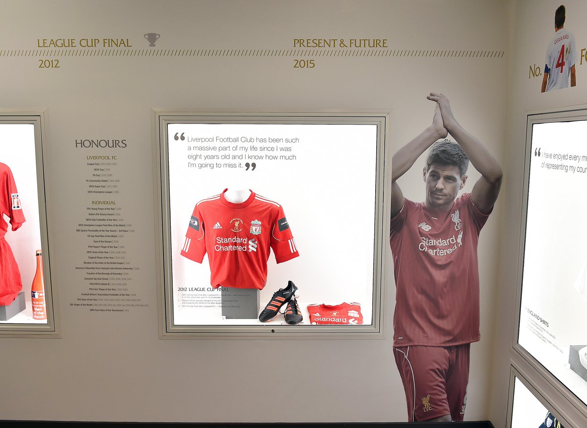 LFC's tweet photo. #LFC's interactive museum has launched 'The Steven Gerrard Collection', find out more here: http://t.co/rtd9J0WF60 http://t.co/zrtVNY8x8F