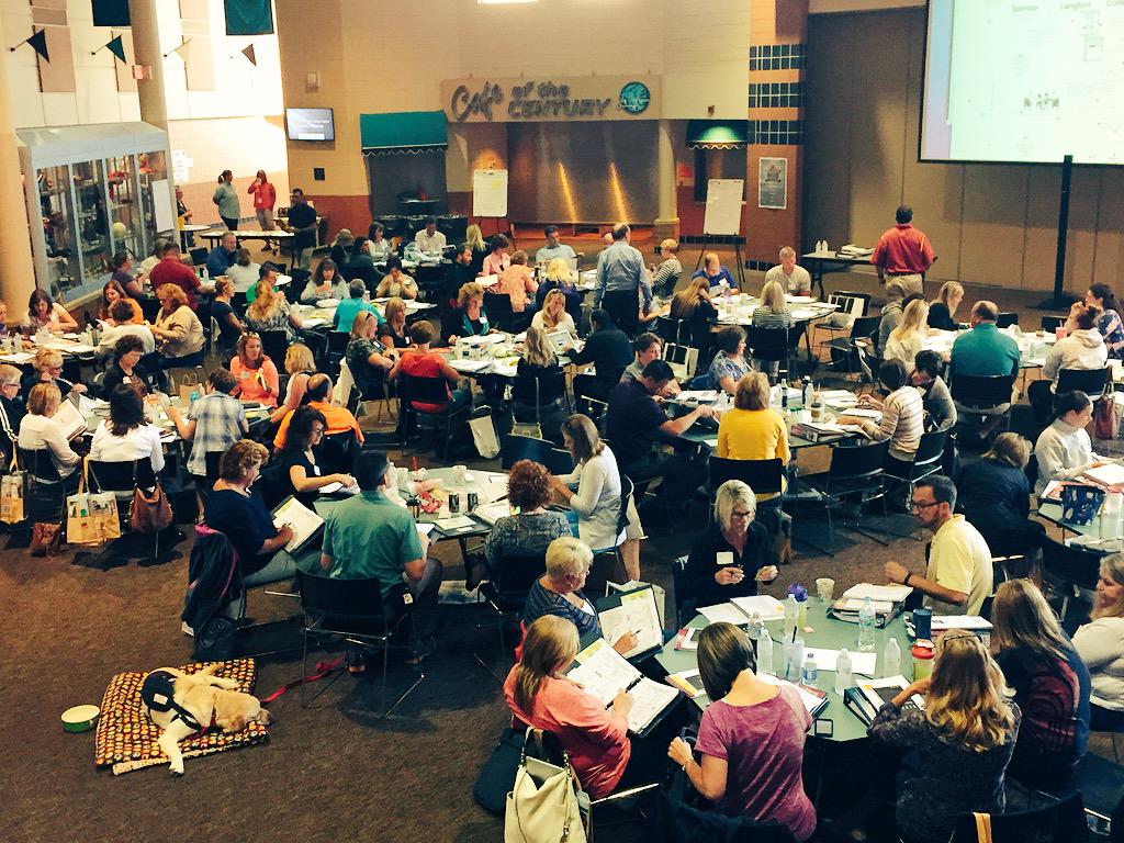 StatsMonkey's tweet image. Great group of educators discussing Systems Thinking! (Hero the dog looks as excited as usual!) #langfordlearning