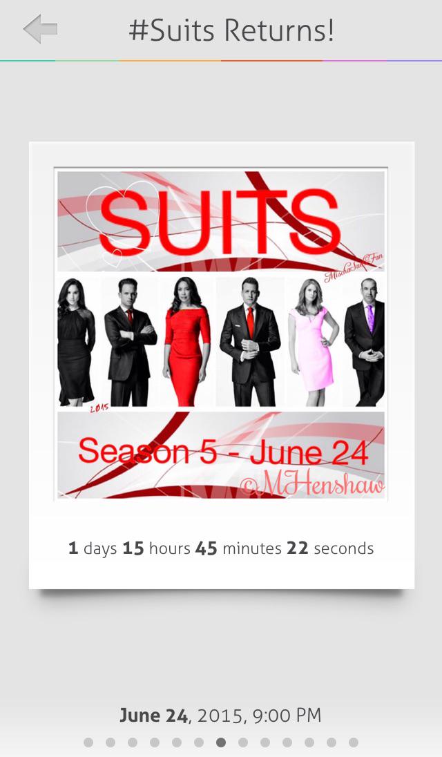 SuitsAnonymous's tweet photo. 1 day until #Suits Returns! (June 24, 2015, 9:00 PM)
#SuitsWeek
Are you excited? http://t.co/8d3F9edfNF http://t.co/ZruwMaeG3U