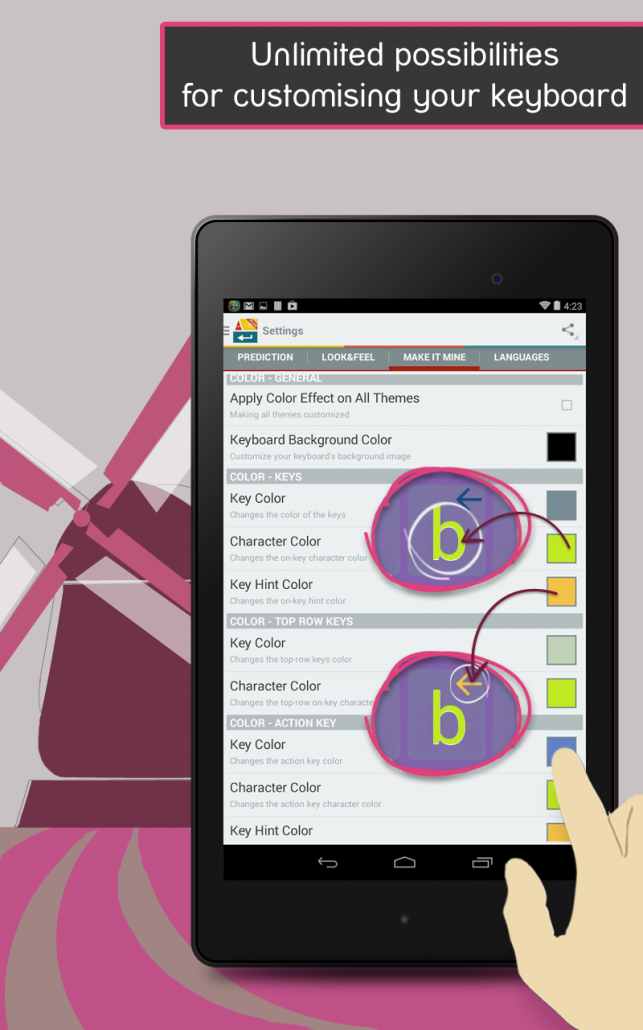 AItype's tweet image. Pink, green, yellow - ai.type allows endless possibilities for customizing any color or background of your keyboard.