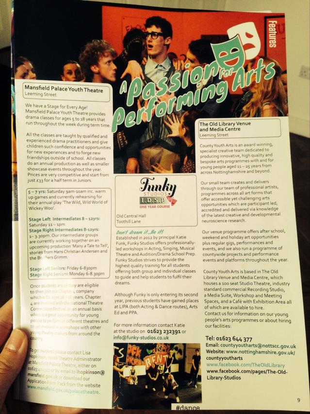 Funky_Studios's tweet photo. Just had this through the door....lovely to see Funky in the local Down Town Magazine @Mansfield_BID  #funkytraining http://t.co/yHDojDorlq