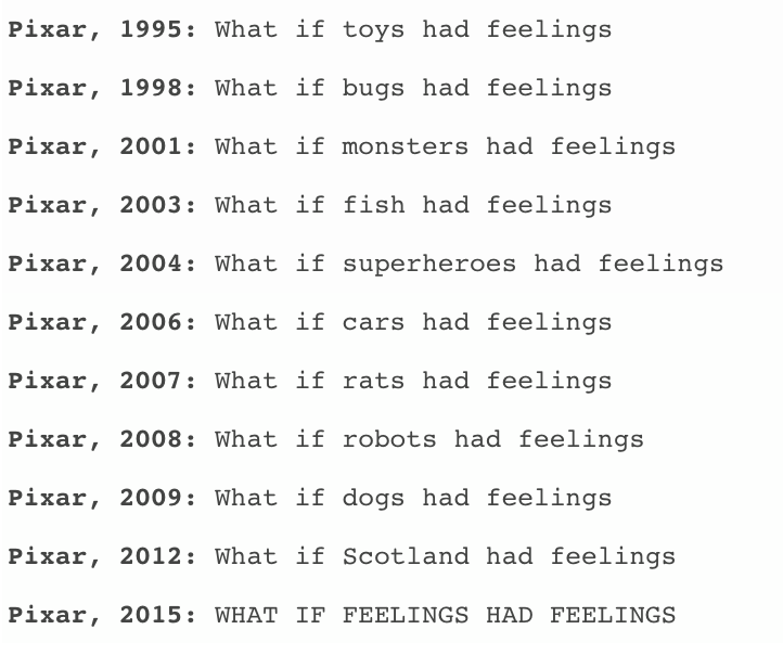 screencrafting's tweet photo. .@DisneyPixar, explained. http://t.co/U0Y5svfbC5