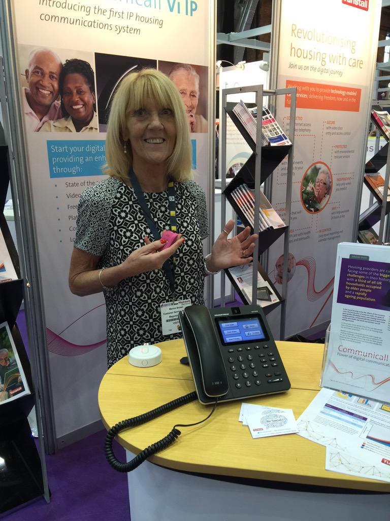 TunstallHealth's tweet photo. Here's Marion from @MagentaLive modelling the new #iVi cover, #communicallViIP and #MoViE #TECSandme. Good luck! http://t.co/BLzczMhmwb