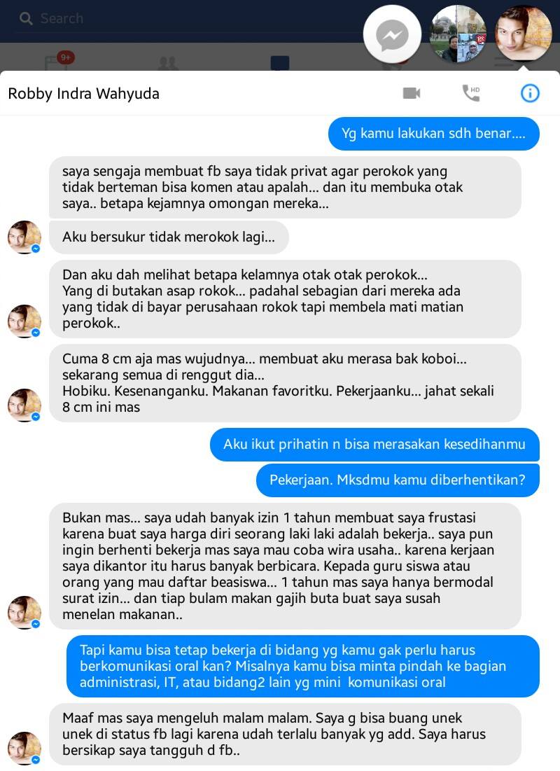 TweetAntiRokok's tweet photo. Kisah nyata dari Sahabat kami yang baru saja meninggal dunia siang ini, sedang curhat dgn mas @kartolo2000 http://t.co/JTU5nwJO6U