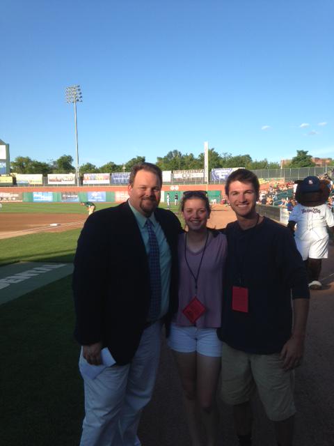 FisherCat game:Male/Female Student/Athletes of the Year:Hannah Neild,David Carbonello,Executive Director Jeff Collins