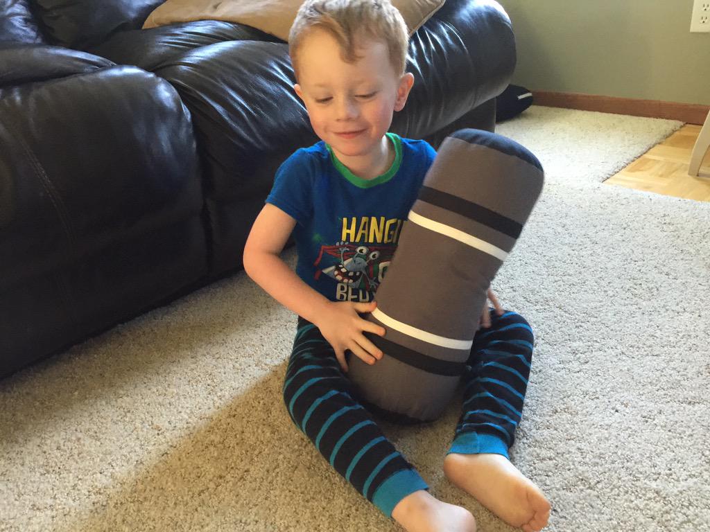 Out of nowhere, my son told me this pillow is a (magic) cylinder... Thanks @PegPlusCatTV!