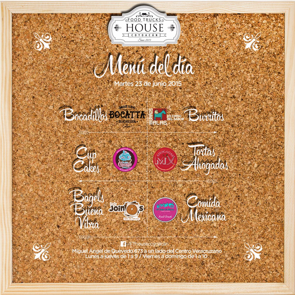 Hoy tenemos a: <a href="/AhogadasMx/">Ahogadas Mx</a> <a href="/BurrosConAlas/">Burros Con Alas</a> <a href="/joinosmx/">Join Os</a> <a href="/elsabormx/">el sabor de México</a> <a href="/ChikimundiTruck/">Chikimundi</a> Y <a href="/Bocattaoficial/">Bagueteria Bocatta</a> :) ¡Te esperamos!