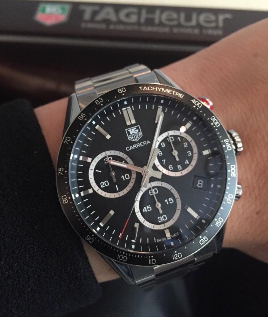 NolaMartin_'s tweet photo. New @TAGHeuer Carrera Chronograph Panamericana w/La Carrera Panamericana driver #AlexWeber. #dontcrackunderpressure http://t.co/R5sxAUhSMW