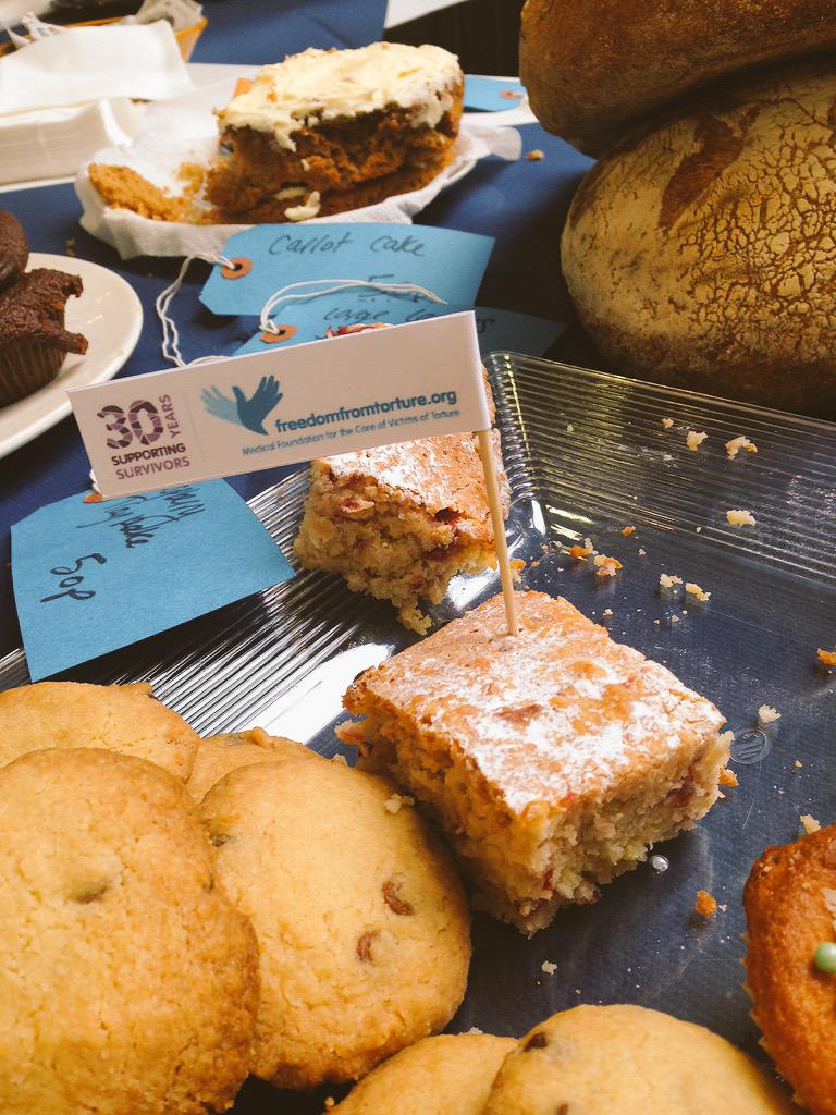 mandanataylor's tweet photo. So many delicious #bakeforfreedom treats thanks to everyone who baked, bought and donated in aid of @freefromtorture http://t.co/0i1QNtrsjC