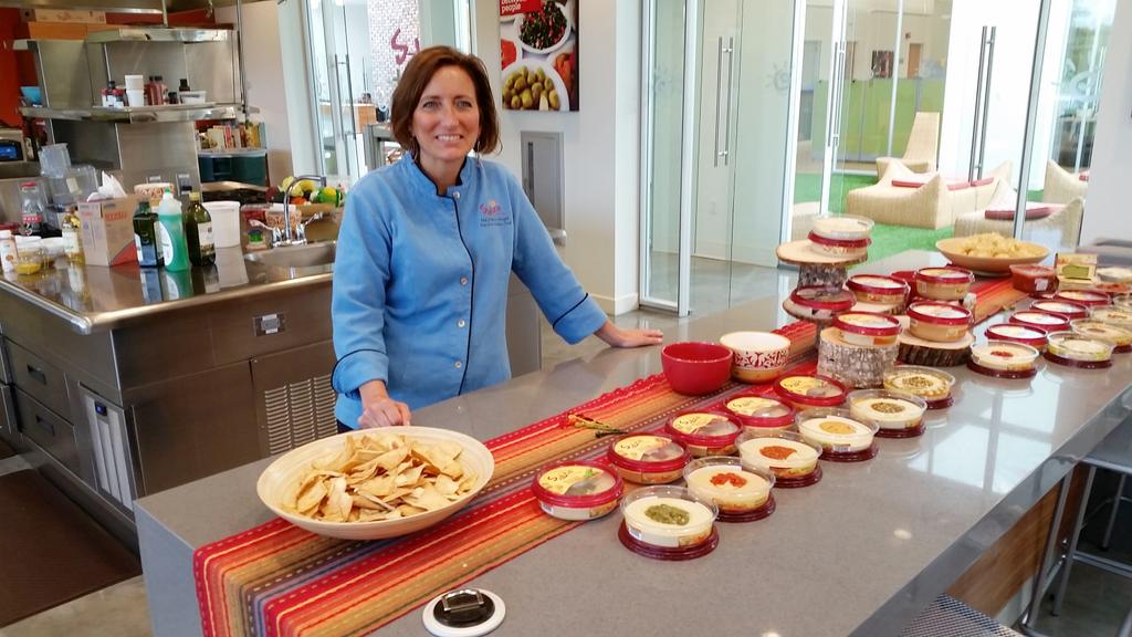 Sampling allllllll the hummus at the <a href="/SabraCanada/">Sabra Canada</a> factory. #tastemakersCAN Healthy start to the day!