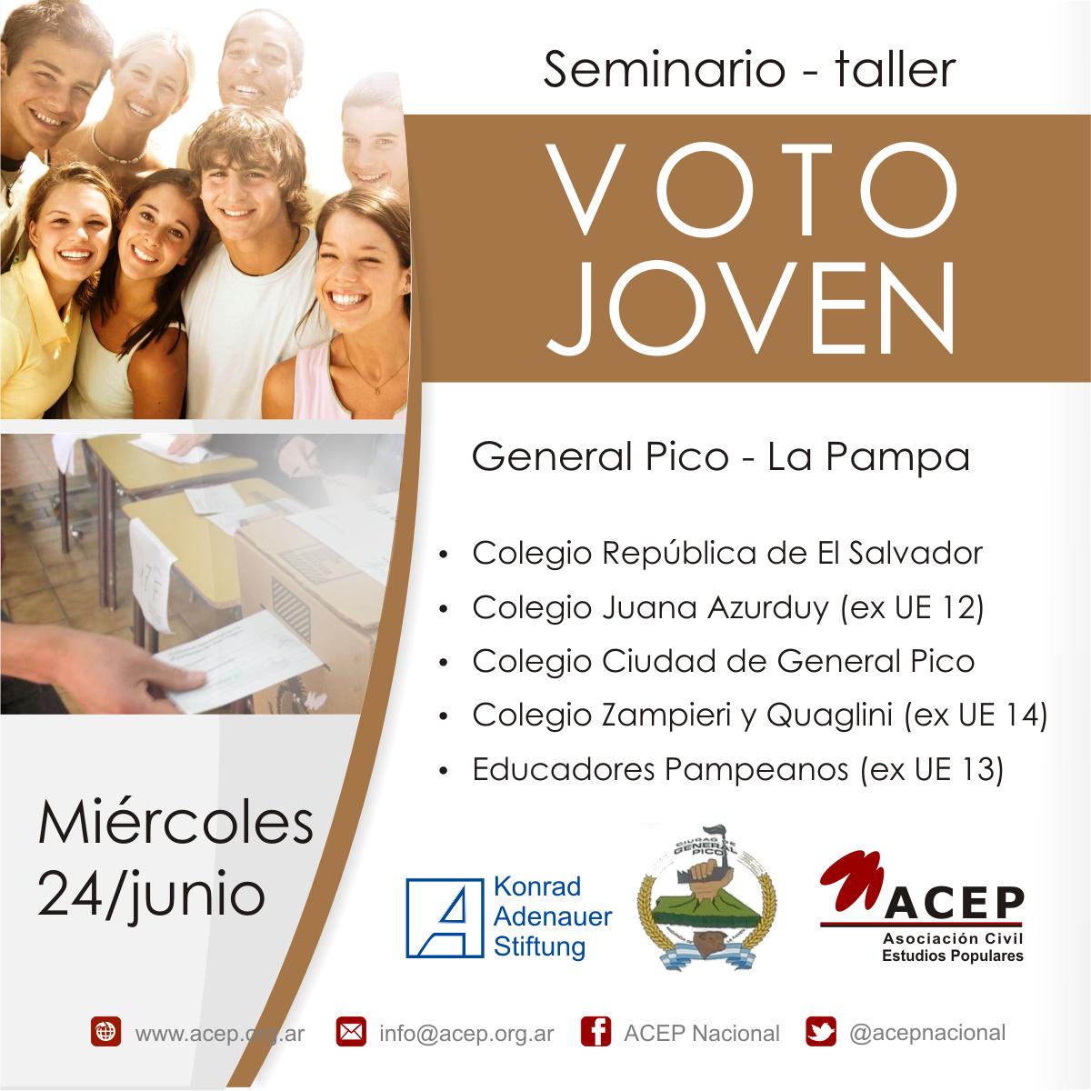 ACEPLaPampa's tweet photo. Seminario Taller: VOTO JOVEN, 24/06/15 Gral Pico http://t.co/vjWly4RBjd