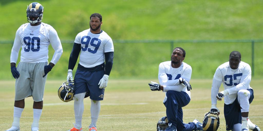 NFL's tweet image. Quinn.
Fairley.
Long.
Donald.
Brockers.

SCARY on paper.
Will it translate 100% to the field: at.nfl.com/RY4wdBu