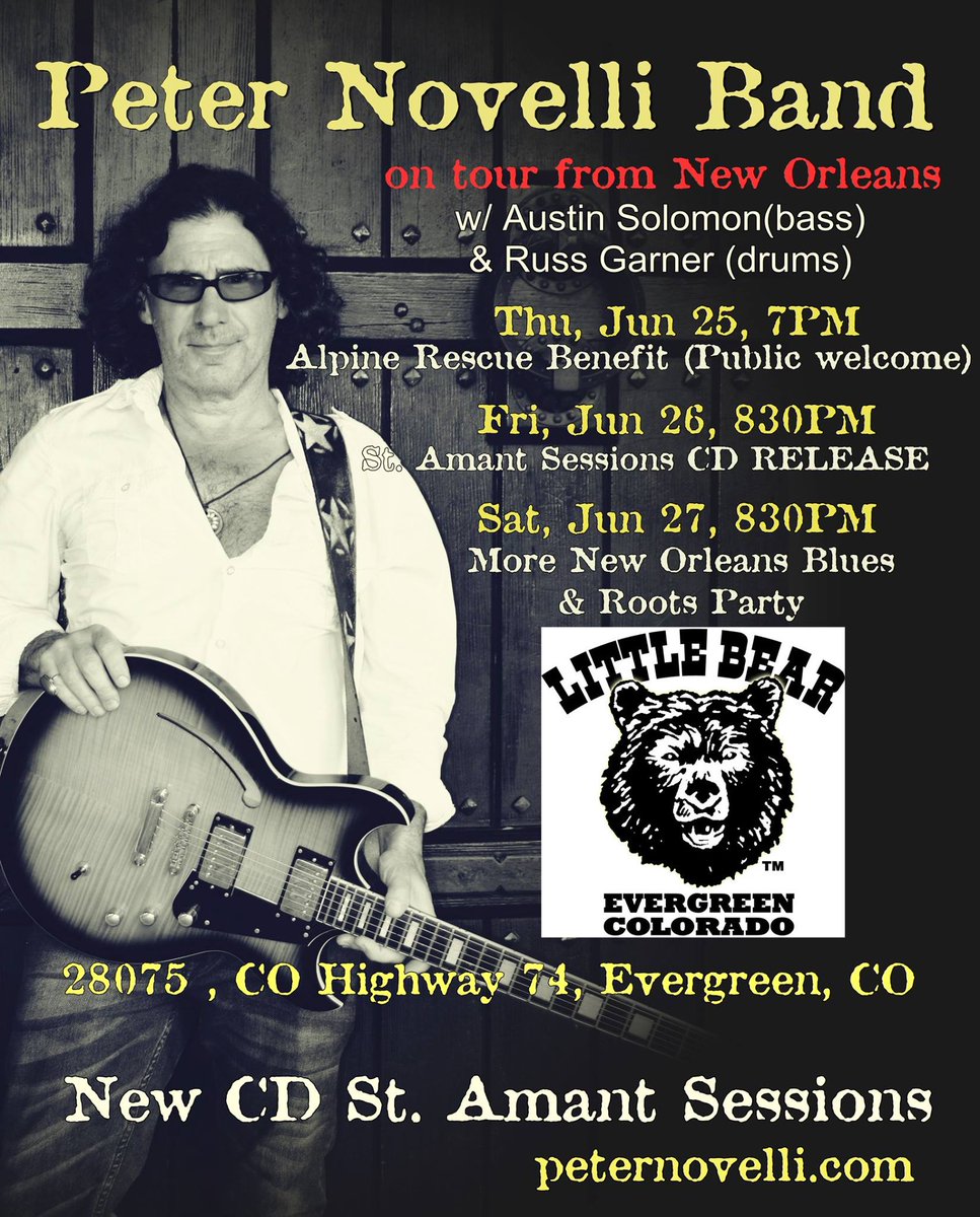 Southern Roots Rock & Blues Master Peter Novelli CD Release weekend and Alpine Rescue Benefit Weekend @LittleBearCO