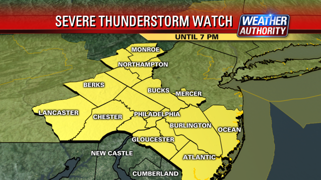 SueSerioFox29's tweet image. Watching the Weather: NWS has issued a Severe Thunderstorm Watch for much of our area until 7 p.m.