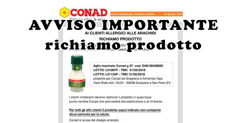 Conad e Coop annunciano ritiro “Aglio macinato” per rischio allergie alle arachidi