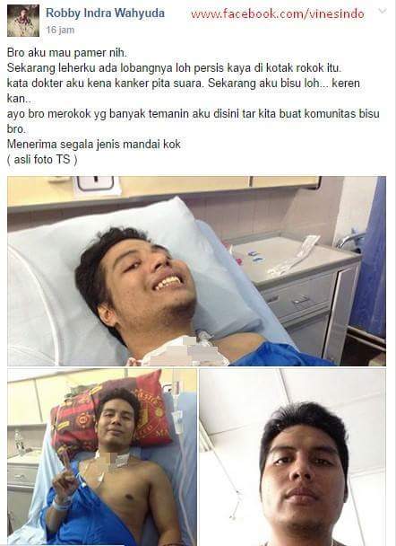 USUtanparokok's tweet photo. Setelah begini, bisa apa industri rokok? Ini permasalahan nyawa!  Masih mau merokok? RIP Robby Indra Wahyuda http://t.co/54mQBSm88o