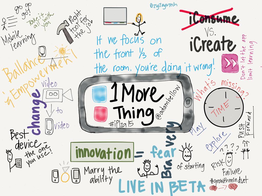 kactkinson's tweet image. “@ZigZagsTech: 1 More Thing - amazing keynote by @adambellow! #iplza15  #sketchnotes http://t.co/M2lXGJFlbw”
#OPSEdTech