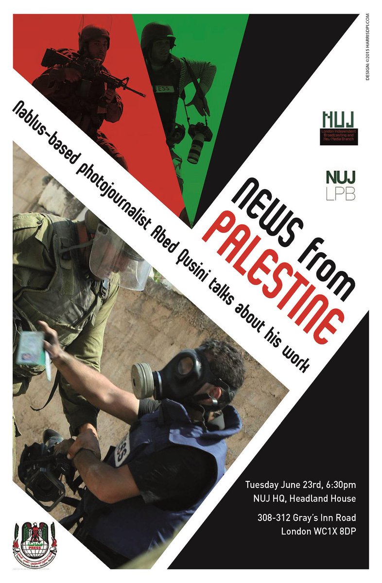 #NUJ meeting tonight with Palestine-based photojournalist Abed Quisini. Headland House, London 18.30