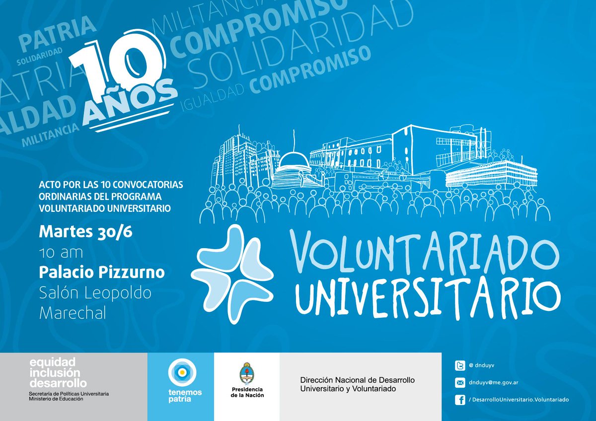 Acto conmemorativo por los 10 años de Programa Voluntariado Universitario ¡te esperamos!: on.fb.me/1TLjcNQ