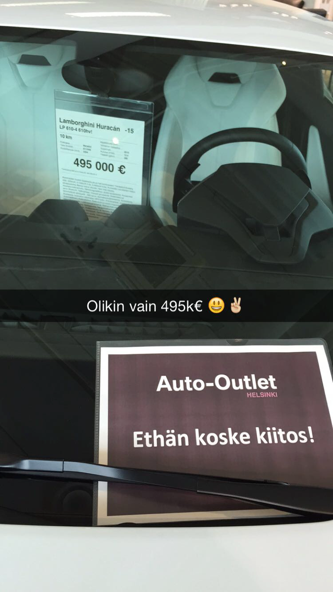 urheilucast's tweet photo. Kävin katsomassa, miltä menestys näyttää vaikealla alalla. Vaikea varmaan arvata, mihin näistä riitti. #AutoOutlet http://t.co/rn0ZDLcza1