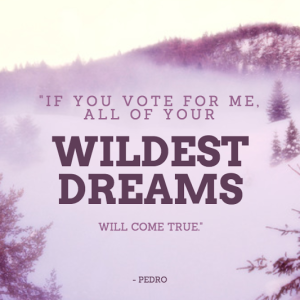 benthinksthat's tweet photo. @hederjon I voted for Pedro over 10 years ago. ETA on my wildest dreams coming true? http://t.co/4FE9Rhbqm1 http://t.co/sgWwH9CLtq