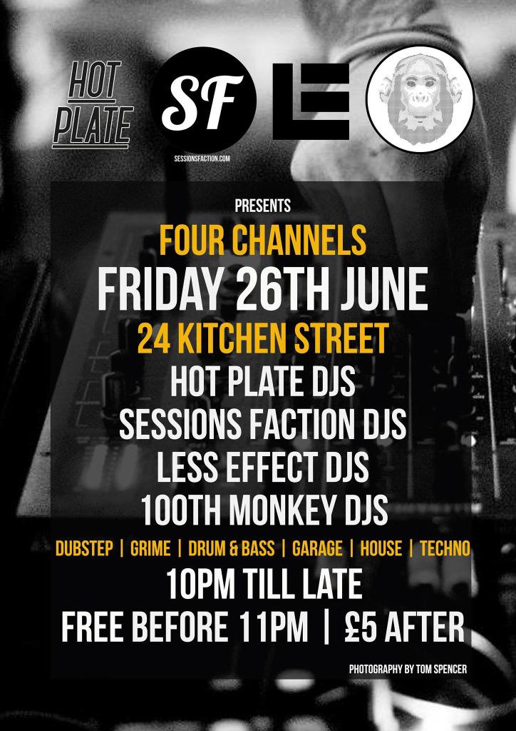 SessionsFaction's tweet image. This #Friday night we are teaming up with @Less_Effect @hotplateliv &amp;amp; @100thMonkeyUK at @24KitchenStreet 

#checkit