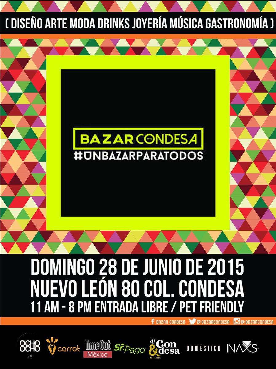 ¡Este Domingo te invitamos a Bazar Condesa, te esperamos! #PetFriendly #RT