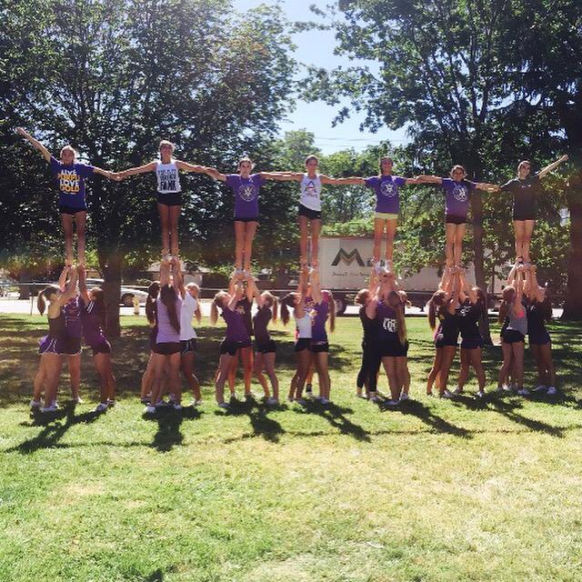 AmadorCheer's tweet photo. #avcheer Paper Doll Pyramid! Getting ready for @UCAupdates summer camp! #UCAcamp http://t.co/iIP71Afuik