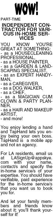 TapHandApp's tweet image. LA residents with in-home service/s skills, join TapHand now! Send your resume to lasignup@appskye.com #BeYourOwnBoss