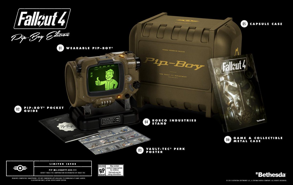 bethesda's tweet photo. Fallout 4 Pip-Boy Edition: Available Again for a Short Time -- starting w/ @gamestop http://t.co/DClEbar0Md http://t.co/Alpcgbv16r