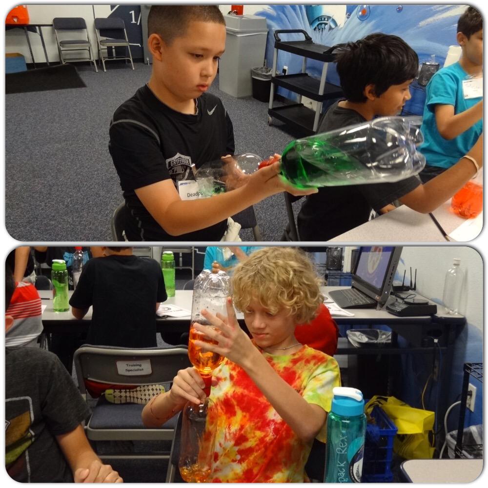 STARBASEAustin's tweet image. On Day 5, the #TXMF campers learned that #AirMolecules have #Volume and take up #Space.