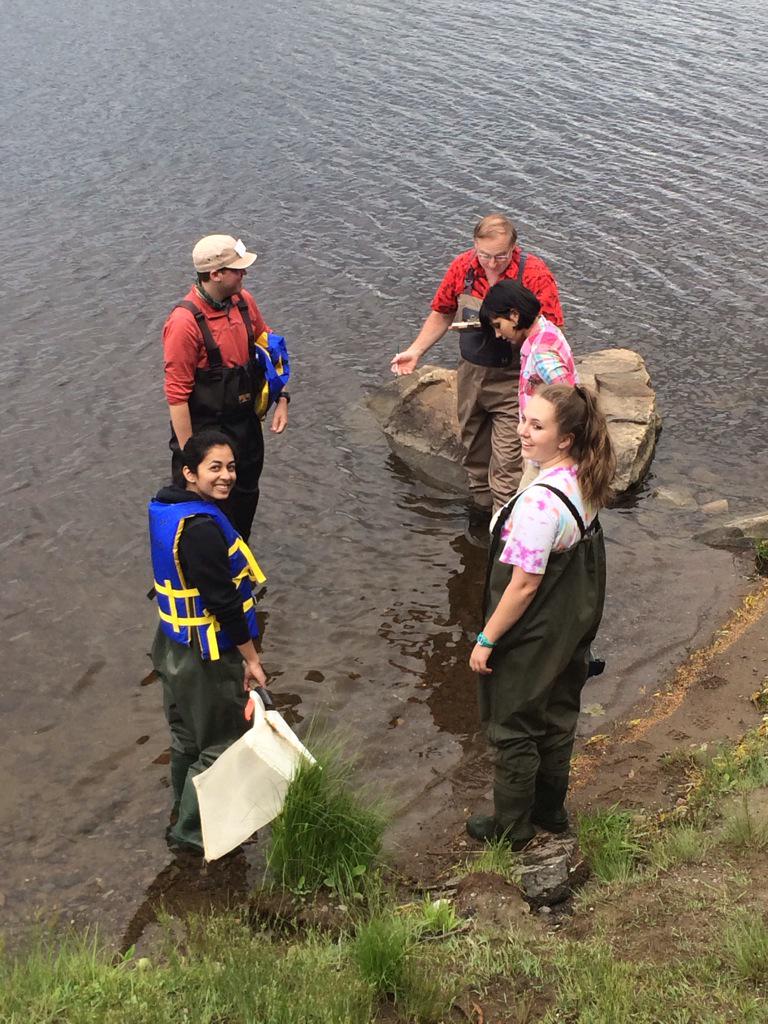 UWSummitCentre's tweet photo. @envwaterloo students hunting for benthics in Fairy Lake @UWSummitCentre #obbn training #wsce #benthicslikeaboss http://t.co/3FUnylQhdm