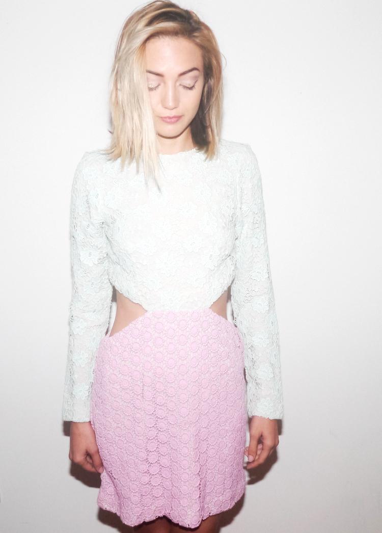 ClosetRich's tweet photo. SHAKUHACHI crochet lace dress in mint and mauve, #closetrich price: $165.00 http://t.co/TVNACTpaJ1 http://t.co/sK8tG69YcW