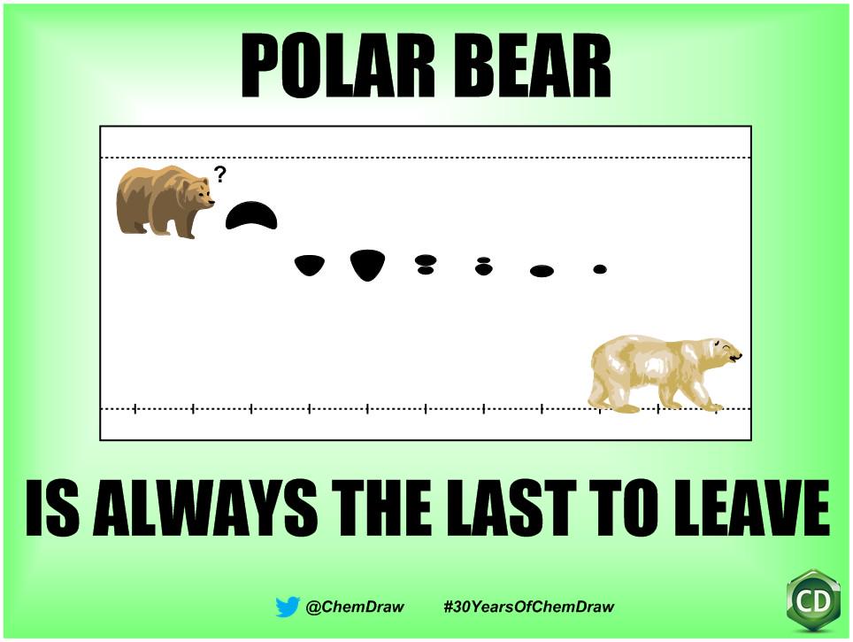 ChemDraw's tweet image. Polar Bear is ready for #30YearsOfChemDraw Are you? bit.ly/1IhwYUs #RealTimeChem