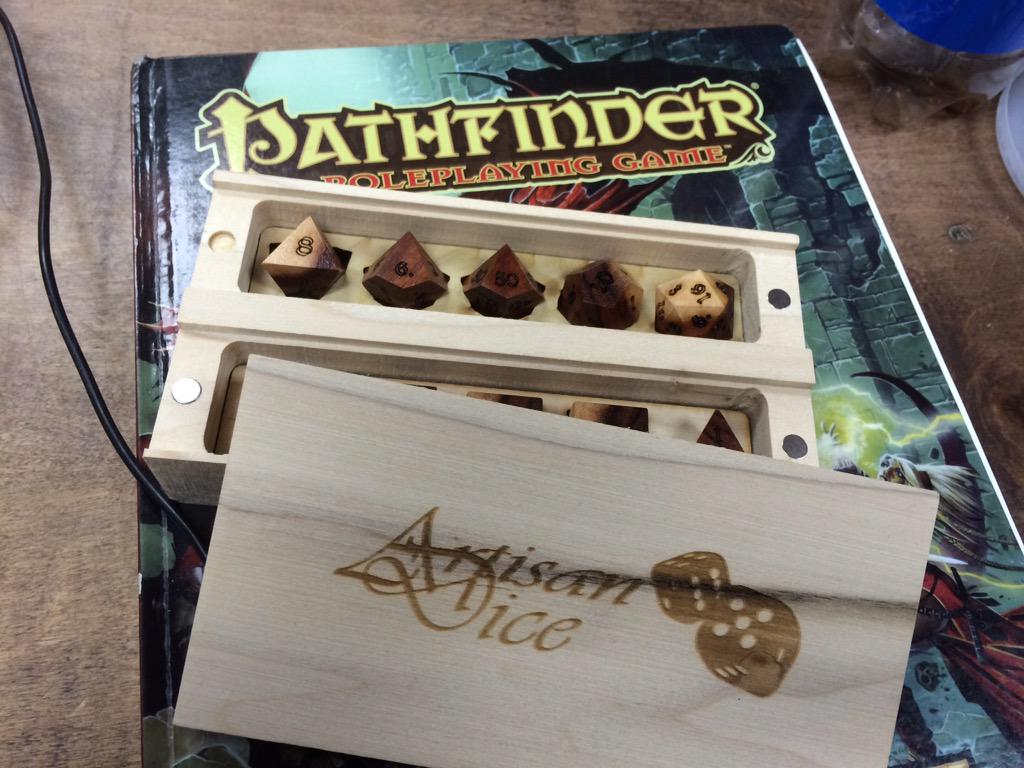 BirdmanODST's tweet photo. Damned good day to be a #Pathfinder with @paizo @ArtisanDice #Roleplayday http://t.co/vfte6vm4iF