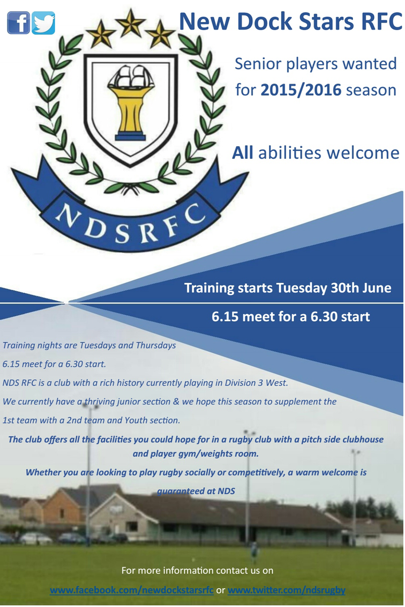 NDSRugby's tweet photo. New Dock Stars RFC Senior Player Info 2015/16

#NDS http://t.co/oBVYDuPEli