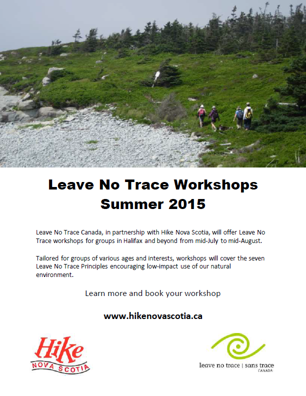 HikeNS's tweet photo. Leave No Trace summer workshops available in Halifax &amp; beyond http://t.co/tySbxj7WUz @leavenotrace_ca @HikeNS http://t.co/BNm6GNmEch